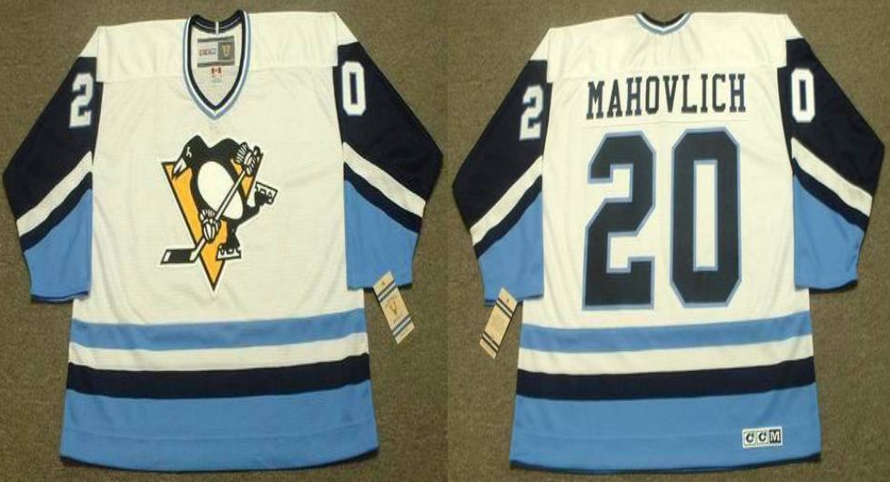 2019 Men Pittsburgh Penguins 20 Mahovlich White blue CCM NHL jerseys